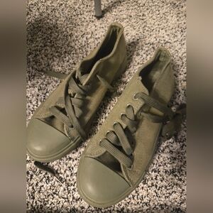 Olive Green Women's Canvas Flats